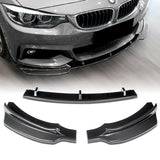 2014-2019 BMW F32 F33 F36 4-Series B-Style M-Sport Carbon Look 3-Piece Front Bumper Body Spoiler Splitter Lip Kit with Free Gift
