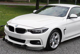 2014-2019 BMW F32 F33 F36 4-Series B-Style M-Sport Unpainted Matte Black 3-Piece Front Bumper Body Spoiler Splitter Lip Kit with Free Gift