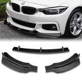 2014-2019 BMW F32 F33 F36 4-Series B-Style M-Sport Unpainted Matte Black 3-Piece Front Bumper Body Spoiler Splitter Lip Kit with Free Gift