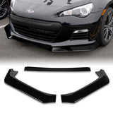 2013-2016 Subaru BRZ JDM CS-Style Painted Black 3-Piece Front Bumper Body Spoiler Splitter Lip Kit with Logo Keychain / Lanyard