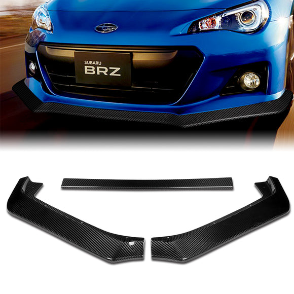 2013-2016 Subaru BRZ CS-Style Real Carbon Fiber 3-Piece Front Bumper Body Spoiler Splitter Lip Kit