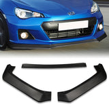 2013-2016 Subaru BRZ JDM CS-Style Unpainted Black 3-Piece Front Bumper Body Spoiler Splitter Lip Kit with Logo Keychain / Lanyard