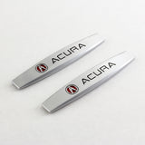 Acura Set Car Door Scuff Sill Rubber Cover Panel Step 4PCS Blue Border Protector with Stainless Emblems