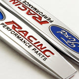 Ford Racing Set Black Carbon Fiber Look Seat Belt Cover X2 with Metal Emblems