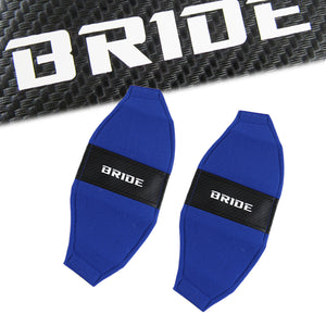 2PCS JDM BRIDE Racing Blue PVC Seat Side Cover Repair Decoration Pad Carbon Look