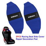 2PCS JDM BRIDE Racing Blue PVC Seat Side Cover Repair Decoration Pad Carbon Look