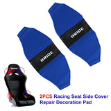 2PCS JDM BRIDE Racing Seat BLUE PVC Side Cover Repair Decoration Pad Seat Racing
