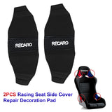 2PCS JDM RECARO Racing Black PVC Seat Side Cover Repair Decoration Pad Carbon Look