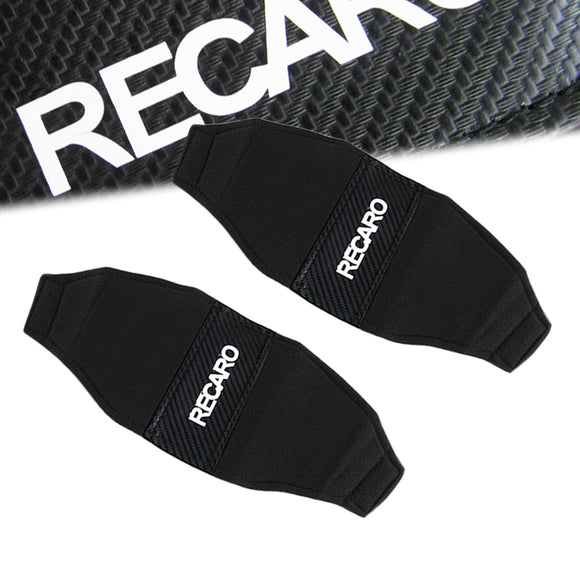 2PCS JDM RECARO Racing Black PVC Seat Side Cover Repair Decoration Pad Carbon Look