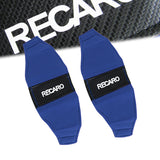 2PCS JDM RECARO Racing Blue PVC Seat Side Cover Repair Decoration Pad Carbon Look