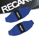 2PCS JDM RECARO Racing Blue PVC Seat Side Cover Repair Decoration Pad Carbon Look