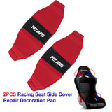 2PCS JDM RECARO Racing Red PVC Seat Side Cover Repair Decoration Pad Carbon Look