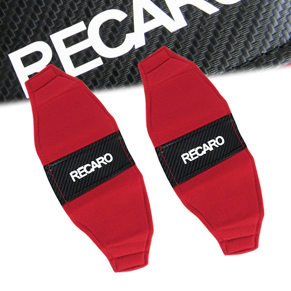 2PCS JDM RECARO Racing Red PVC Seat Side Cover Repair Decoration Pad Carbon Look