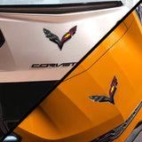 3 pcs Set Front and Rear Flag Crossed Logo 2015-2019 Chevrolet Corvette C7 Stingray Carbon Fiber Look Flash Emblems