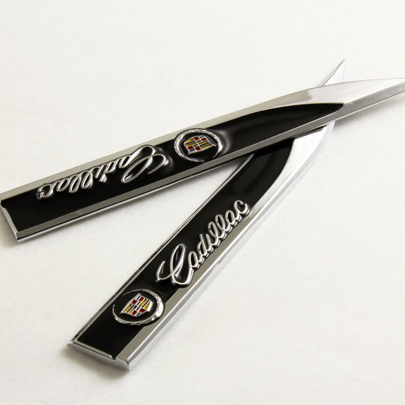 Cadillac Black 3D Metal Emblem Sticker x2