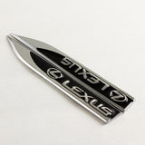 Lexus Black 3D Metal Emblem Sticker 2 pcs