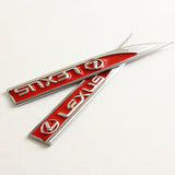 Lexus Red 3D Metal Emblem Sticker 2 pcs