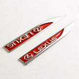 Lexus Red 3D Metal Emblem Sticker 2 pcs