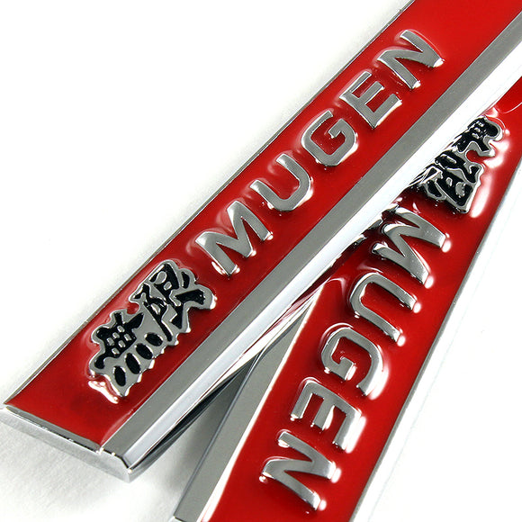 Mugen Red 3D Metal Emblem Sticker x2