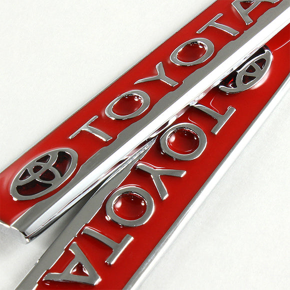 Toyota Red 3D Metal Emblem Sticker x2