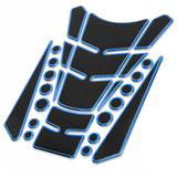 Motorcycle Fuel Tank 3D Gel Pad Protector Carbon Fiber Look Blue Decal Sticker Universal