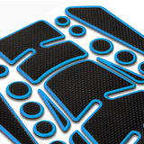 Motorcycle Fuel Tank 3D Gel Pad Protector Carbon Fiber Look Blue Decal Sticker Universal