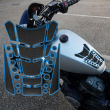 Motorcycle Fuel Tank 3D Gel Pad Protector Carbon Fiber Look Blue Decal Sticker Universal