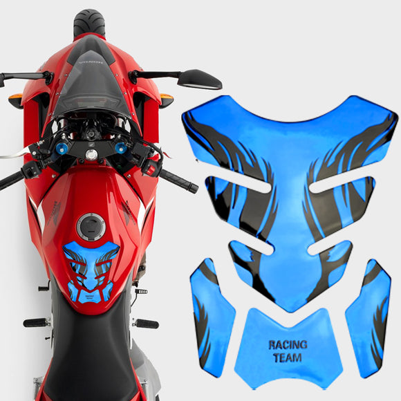 Motorcycle Fuel Tank 3D Gel Pad Protector Blue Decal Sticker Universal