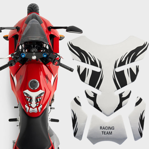 Motorcycle Fuel Tank 3D Gel Pad Protector Silver Decal Sticker Universal