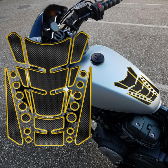 3D Carbon Look Vinyl Gas Tank Pad Protector For Motorcycles - Decal Sticker Tankpad