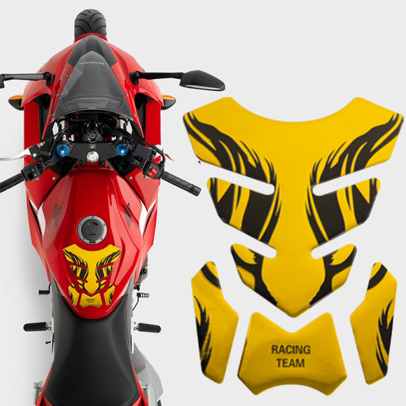 Motorcycle Fuel Tank 3D Gel Pad Protector Yellow Decal Sticker Universal