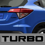 Set of 2 BLACK Turbo Decal Vinyl Sticker for Honda Civic Accord (6"x0.8")