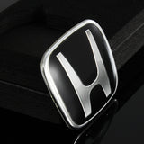 Honda Black Set Genuine Leather 15" Diameter Car Auto Steering Wheel Cover with STEERING EMBLEM BADGE