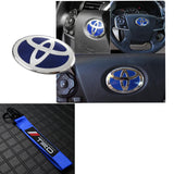 Blue TOYOTA MOTORS TRD Racing Set Keychain Metal Key Ring with Steering Wheel Emblem