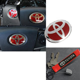 Red TOYOTA MOTORS Racing Set Keychain Metal Key Ring with Steering Wheel Emblem