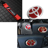 Red TOYOTA MOTORS TRD Racing Set Keychain Metal Key Ring with Steering Wheel Emblem