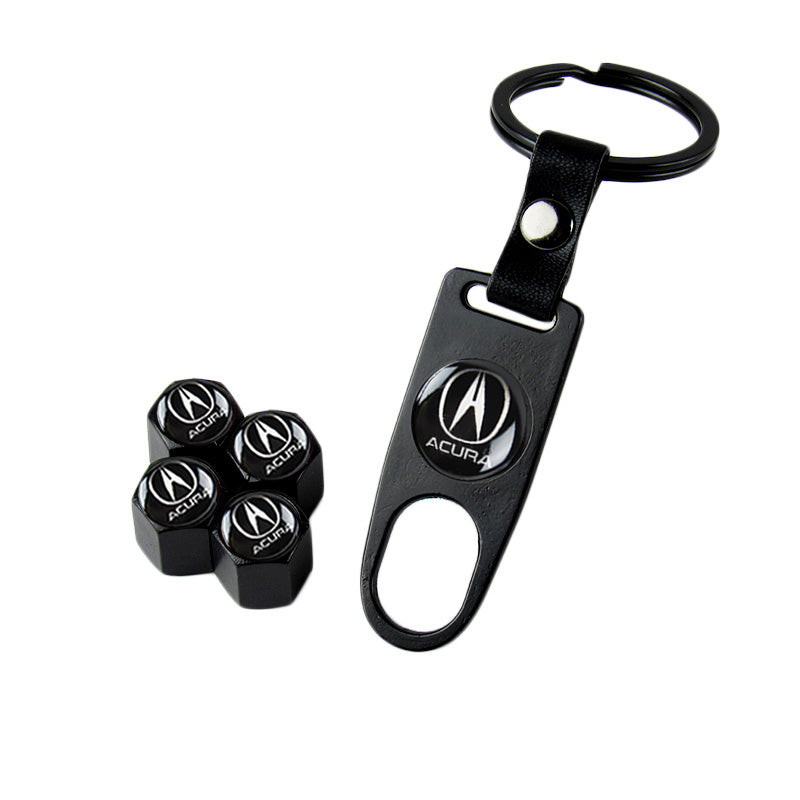 New Car Wheel Tire Valves Dust Stem Air Caps Keychain Emblem Set For MUGEN POWER