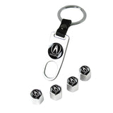 Acura Set 4PCS Car Door Rubber Scuff Sill Panel Step Protector with Keychain Tire Wheel Valves Dust Stem Air Caps