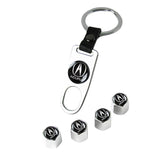 Acura Set 4PCS Car Door Rubber Scuff Sill Panel Step Protector with Wheel Tire Valves Dust Stem Air Caps Keychain