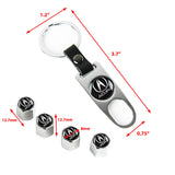 Acura Set 4PCS Car Door Rubber Scuff Sill Panel Step Protector with Keychain Tire Wheel Valves Dust Stem Air Caps