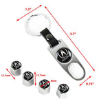 Acura Set 4PCS Car Door Rubber Scuff Sill Panel Step Protector with Wheel Tire Valves Dust Stem Air Caps Keychain