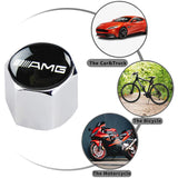 AMG MERCEDES BENZ Silver Car Wheel Tire Valves Dust Stem Air Caps Keychain Emblem KEY FOB Set - US SELLER
