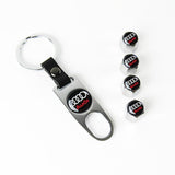 AUDI Set LOGO Emblems with Silver Wheel Tire Valves Air Caps Keychain - US SELLER