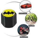 Batman Car Wheel Tire Valves Dust Stem Air Caps Keychain Emblem KEY FOB Black Set - US SELLER
