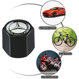 Mercedes-Benz LOGO Set Black Emblems with Black Wheel Tire Valves Air Caps Keychain - US SELLER