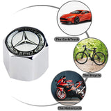 Mercedes-Benz LOGO Set Emblems with Silver Wheel Tire Valves Air Caps Keychain - US SELLER