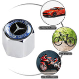 Mercedes-Benz LOGO Set Emblems with Silver Keychain Wheel Tire Valves Air Caps - US SELLER