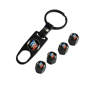 BUICK Car Wheel Tire Valves Dust Stem Air Caps Keychain Emblem KEY FOB Set - US SELLER