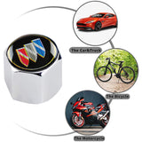 BUICK Set Car Door 4PCS Rubber Scuff Sill Panel Step Protector with Wheel Tire Valves Dust Stem Air Caps Keychain