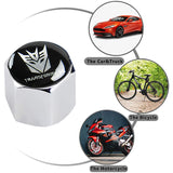 Silver Transformer Decepticon Car Wheel Tire Valves Dust Stem Air Caps Keychain Emblem KEY FOB Set - US SELLER